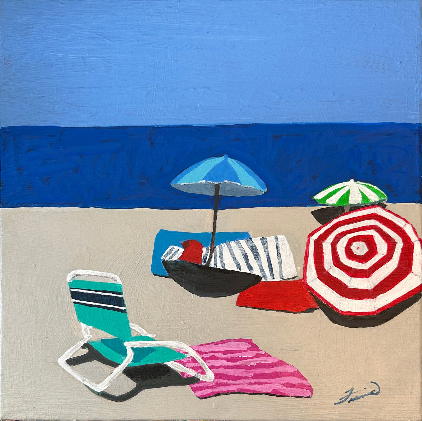 Original Art | "Beach Stripes" (12” x 12”)