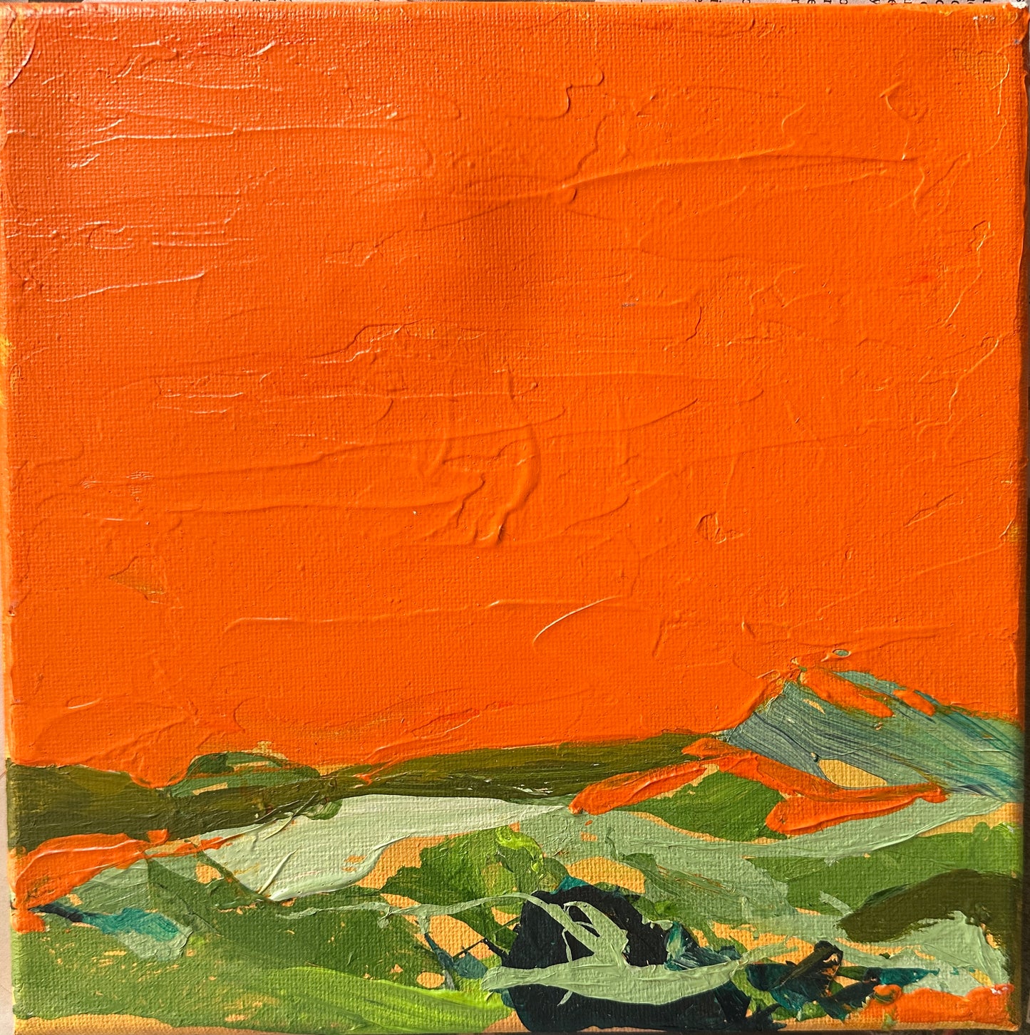 Original Art | "Tangerine & Green" (8” x 8”)