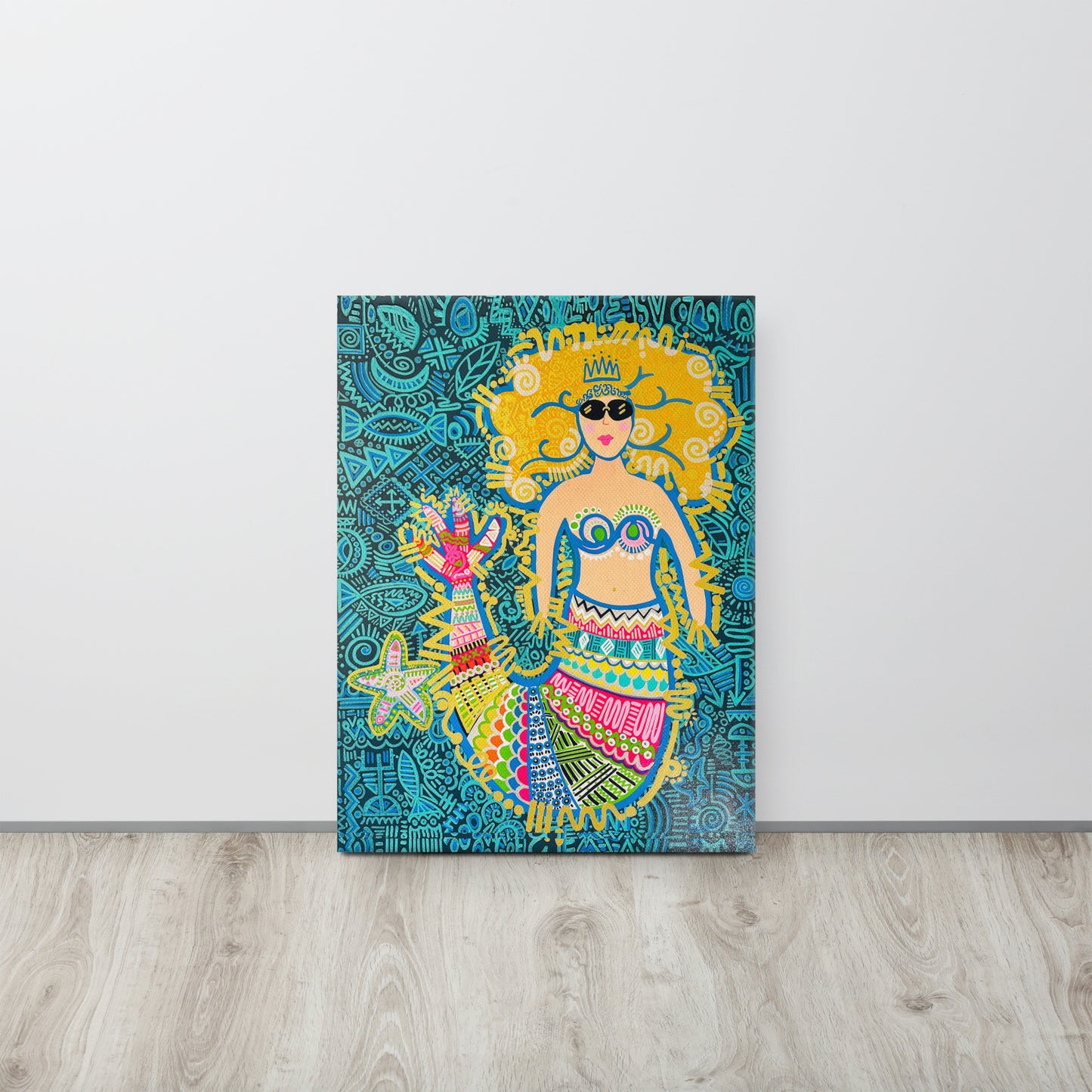 Original Art PRINT on Canvas | "Sassy Sea Siren" (18” x 24”)