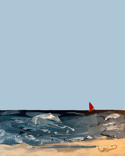 Original Art | "Red Sail Two" (11” x 14”)
