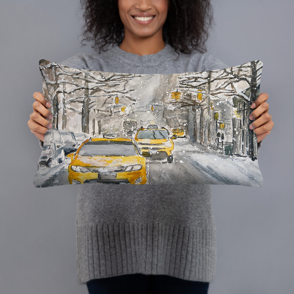 Pillow | "Hail" (Taxis in the Snow) | NYC Collection