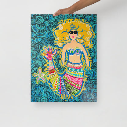 Original Art PRINT on Canvas | "Sassy Sea Siren" (18” x 24”)