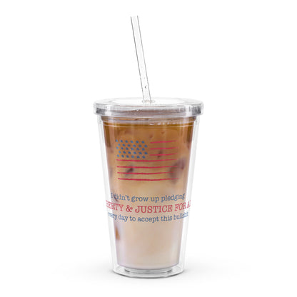 Left of Center | Liberty & Justice Clear Plastic Tumbler