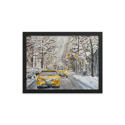 Framed Print | "Hail" (Taxis in the Snow) | NYC Collection