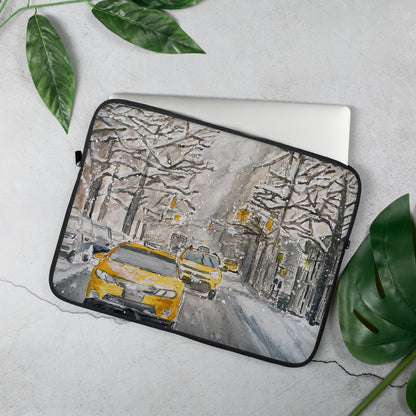 Laptop Sleeve | "Hail" (Taxis in the Snow | NYC Collection