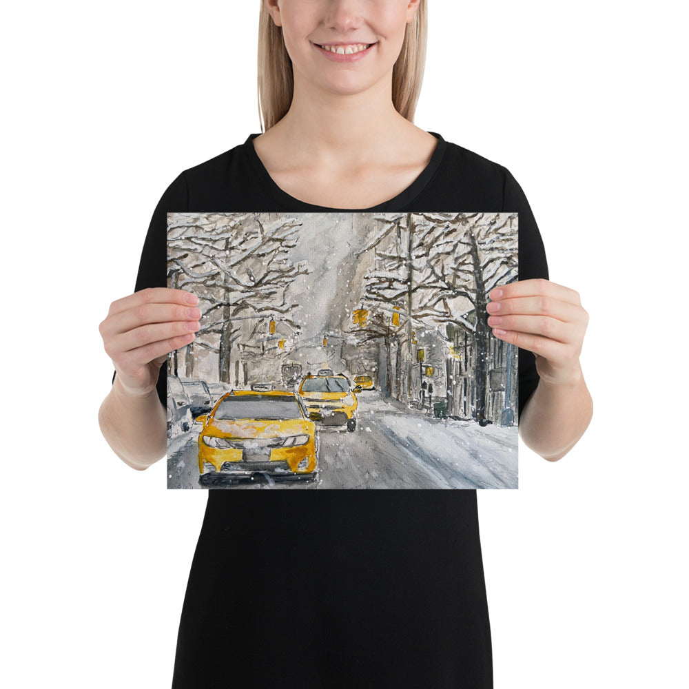 Prints, Posters (Ready-to-Frame) | "Hail" (Taxis in the Snow) | NYC Collection