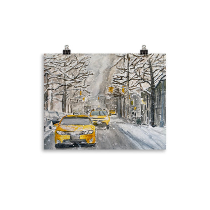 Prints, Posters (Ready-to-Frame) | "Hail" (Taxis in the Snow) | NYC Collection