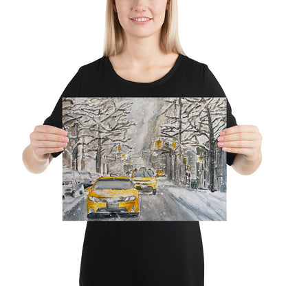 Prints, Posters (Ready-to-Frame) | "Hail" (Taxis in the Snow) | NYC Collection