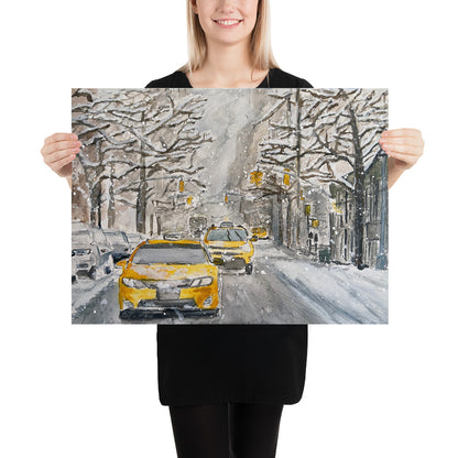 Prints, Posters (Ready-to-Frame) | "Hail" (Taxis in the Snow) | NYC Collection