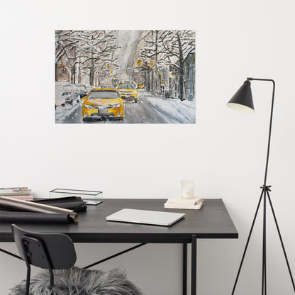 Prints, Posters (Ready-to-Frame) | "Hail" (Taxis in the Snow) | NYC Collection