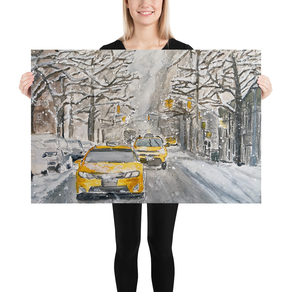 Prints, Posters (Ready-to-Frame) | "Hail" (Taxis in the Snow) | NYC Collection